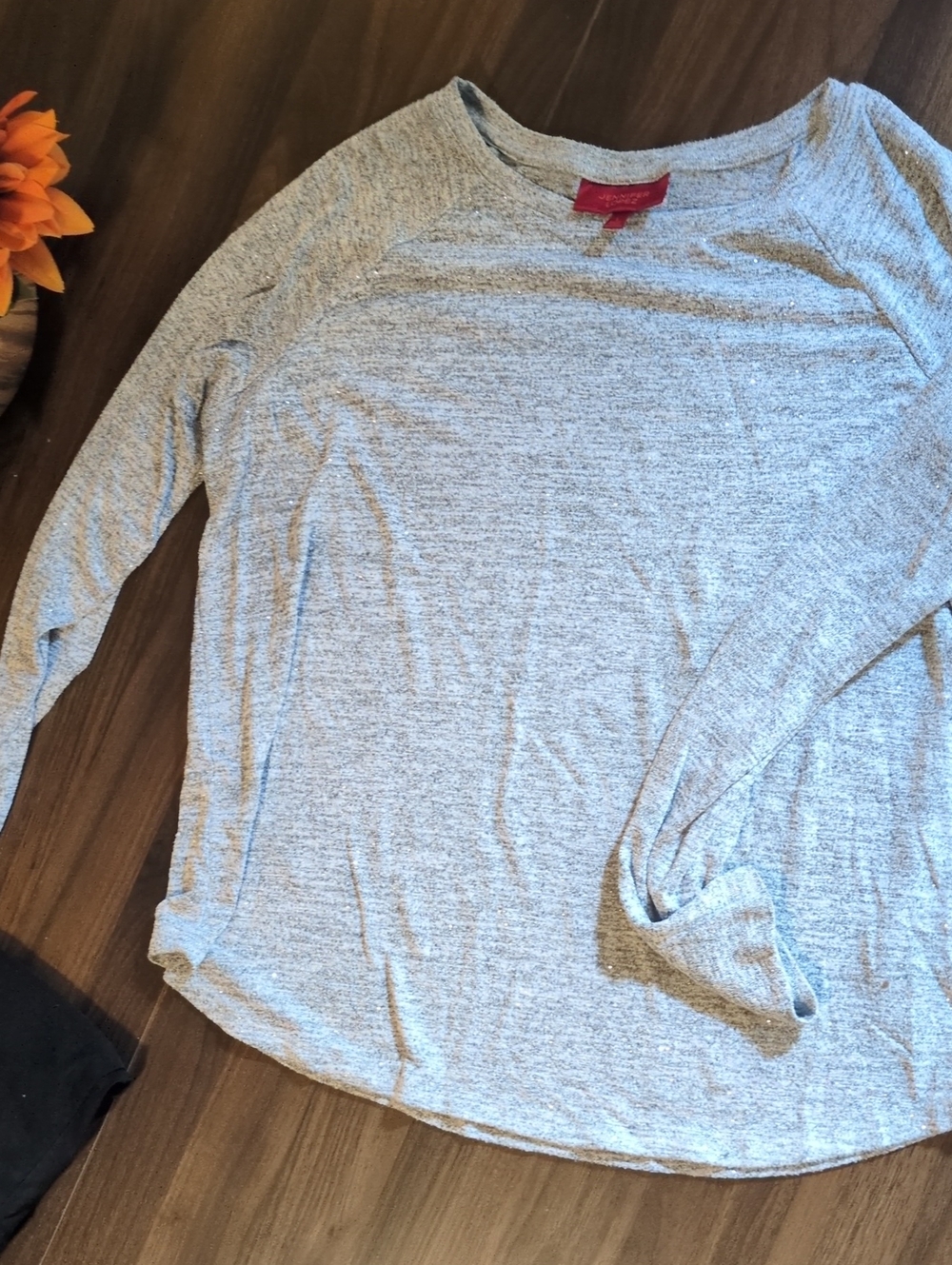 Women's Lightweight Heather Gray Long-Sleeve Sweater